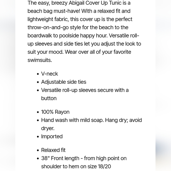 ❤️SALE! NWOT SWIMSUITS FOR ALL Abigail Cover Up Black Tunic 14/16 - Picture 5 of 12